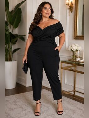 XPlusWear NWT Off Shoulder Jumpsuit Draped Neckline | size 2x